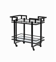 Black and Glass 2 Tier Serving Trolley