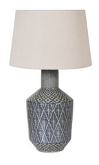 Indigo Diamond Patterned Lamp with