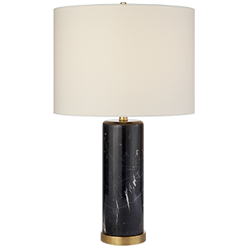Black Marble Table Lamp with Linen Shade